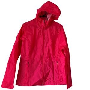 Columbia Women's M Hot Pink Waterproof Rain Jacket Slicker Full Zip Hood Nylon